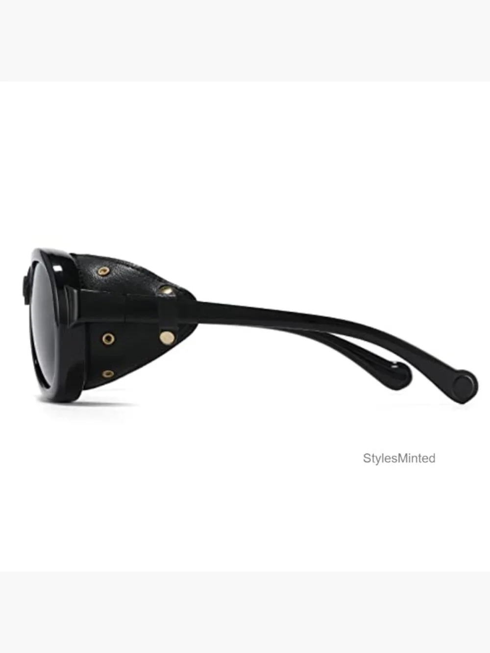 Aviator Steampunk Polarized Sunglasses with Leather Side Shield